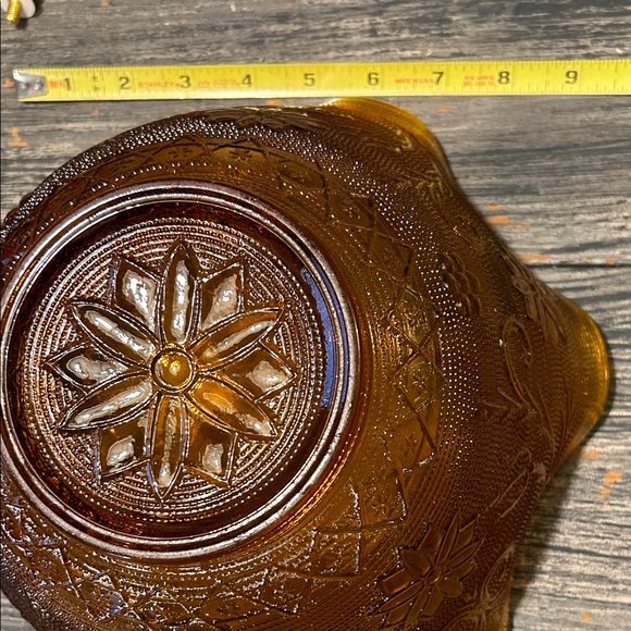 Amber Vintage Mid Century Modern Glass Decorative Bowl Tiera - Picture 5 of 6